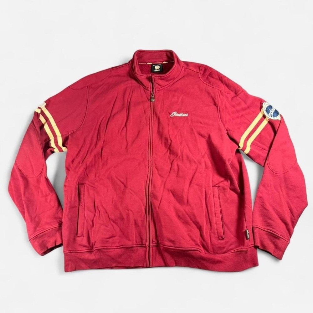 Indian Motorcycle Red Full Zip Heavy Duty Riding Jacket Patches Vintage  3XL‎